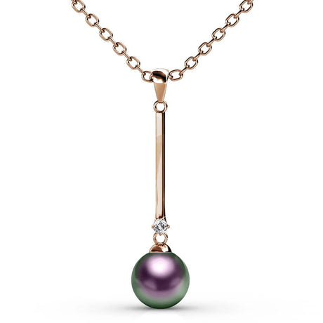 Krystal Couture Magnificent Pearl Drop Necklace Embellished with Swarovski Crystal Iridescent Purple Pearls