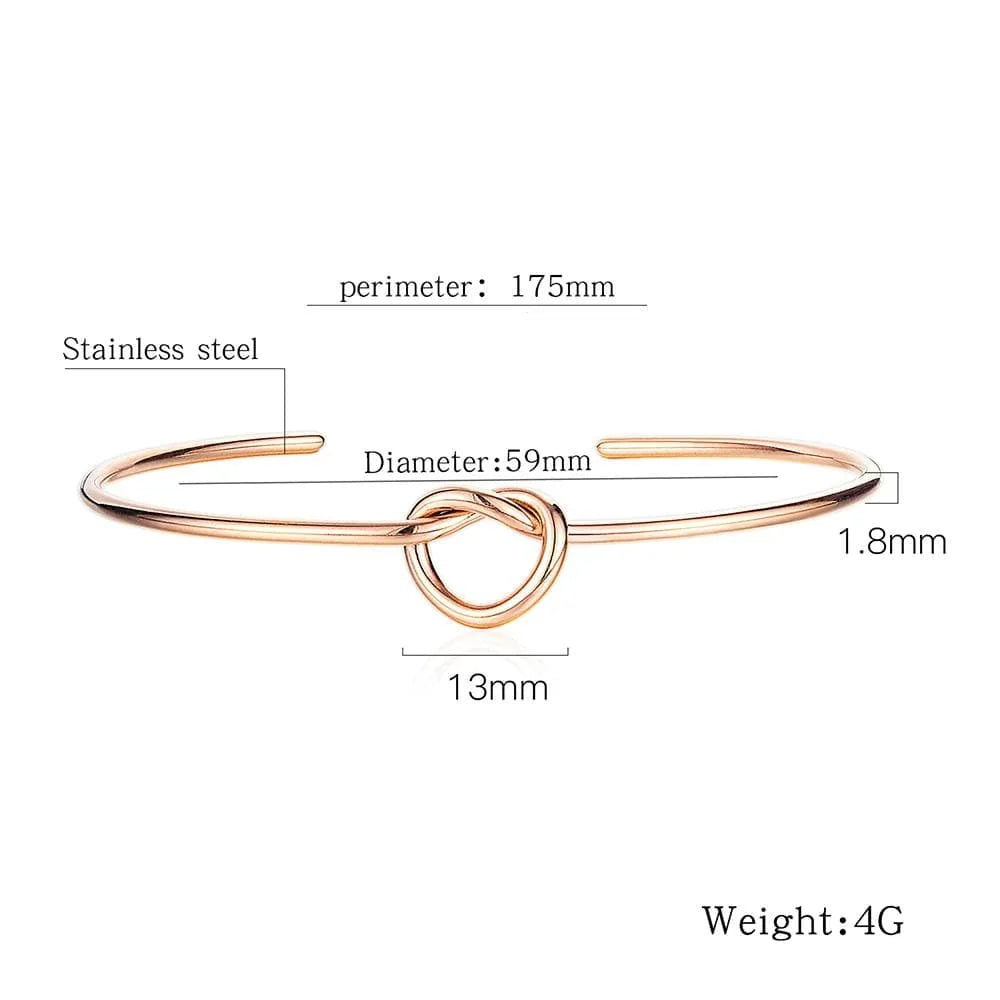 Boxed Single Knotted Tie Promise Necklace and Bangle Set in Rose Gold Plated