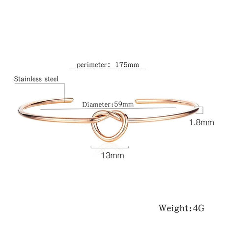 Boxed Single Knotted Tie Promise Necklace and Bangle Set in Rose Gold Plated