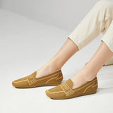 Comfortable Slip On Square Toe Loafers - Avocado