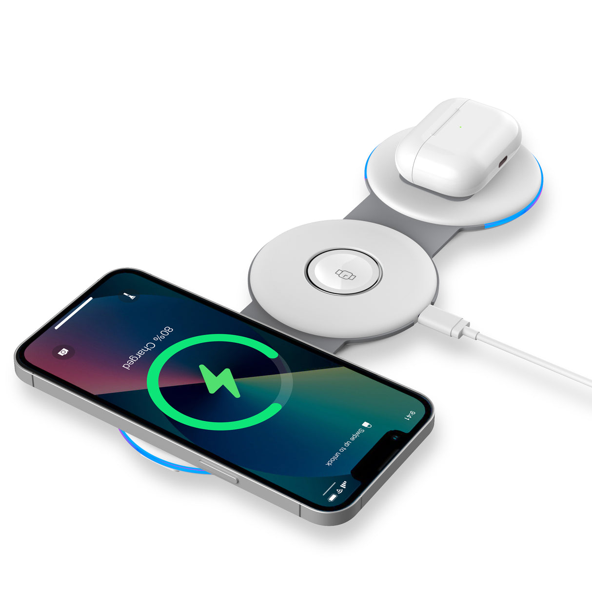 TODO 3 in 1 Wireless Phone Charger 15W Fast Charge Earphone Watch Magnetic Charge