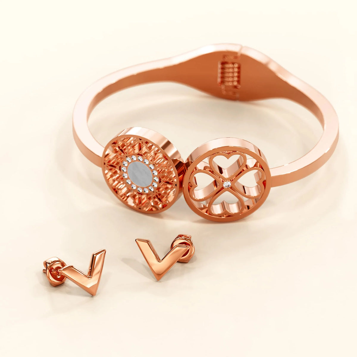 Boxed 2pc Rose Gold Layered Jewellery Gift Set
