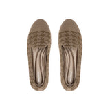 Houndstooth Knit Slip-On Flat Loafers - Mocha