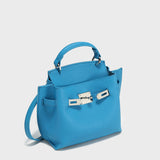 TOGO Leather Turn-Lock Top-Handle Bag - Blue