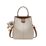 Nalandu Colorblock Leather Bucket Shoulder Bag - Ivory