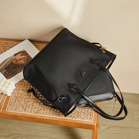 Nalandu Raleigh Large Capacity Canvas Commuter Tote Bag - Black