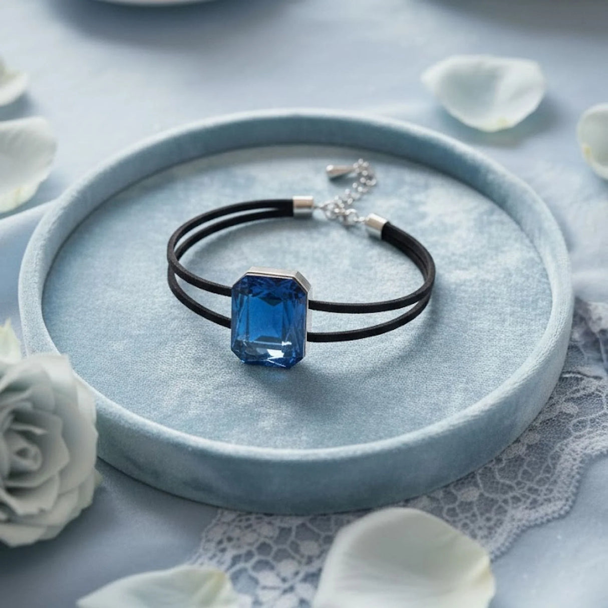 Krystal Couture Emerald-Cut Crystal Double Strap Bracelet Embellished with Swarovski Crystals