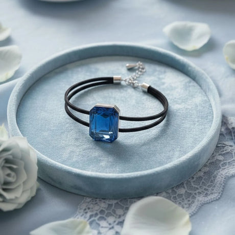 Krystal Couture Emerald-Cut Crystal Double Strap Bracelet Embellished with Swarovski Crystals