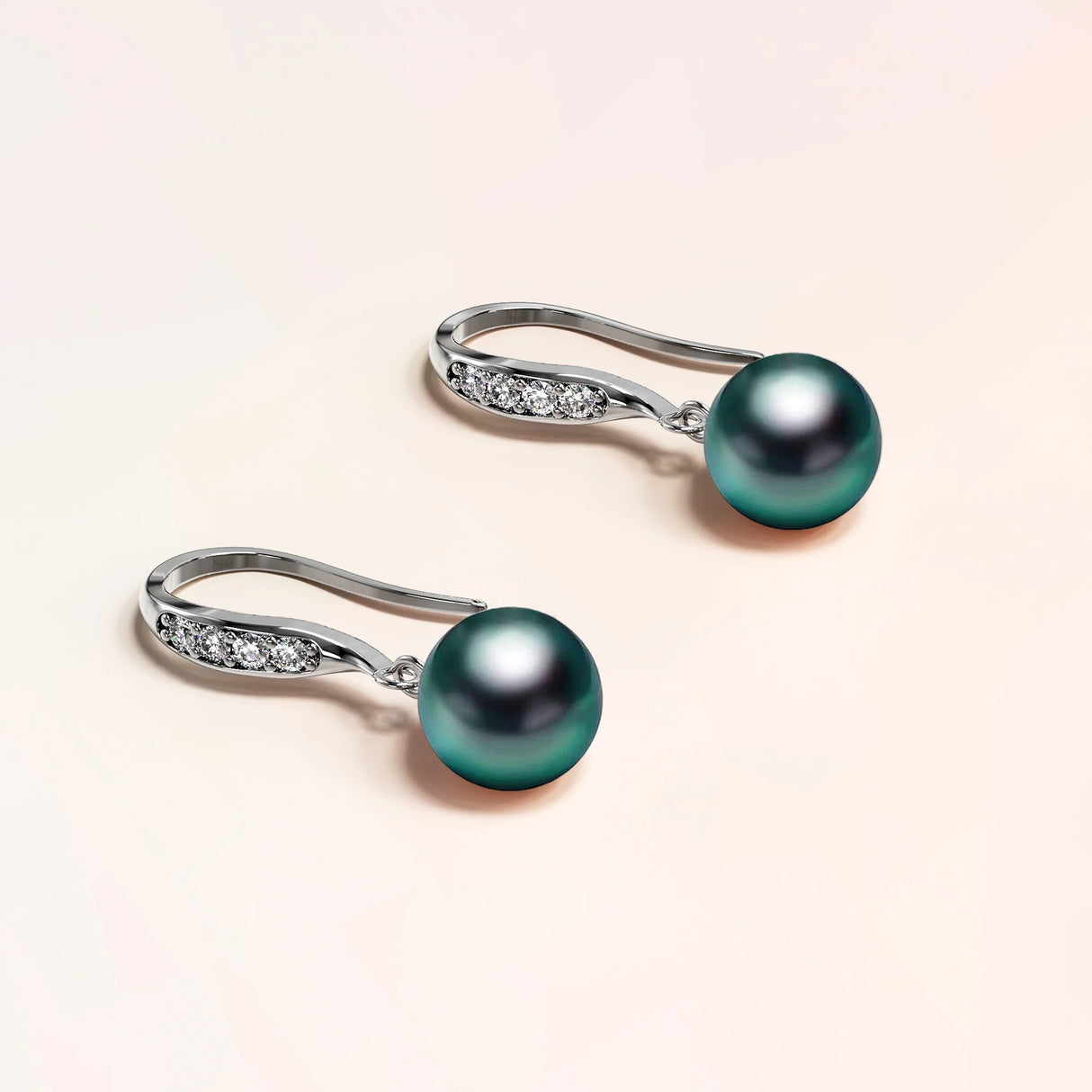 Krystal Couture Chivalry Pearl Drop Earrings Embellished with Swarovski Crystals Iridescent Tahitian Look Pearls