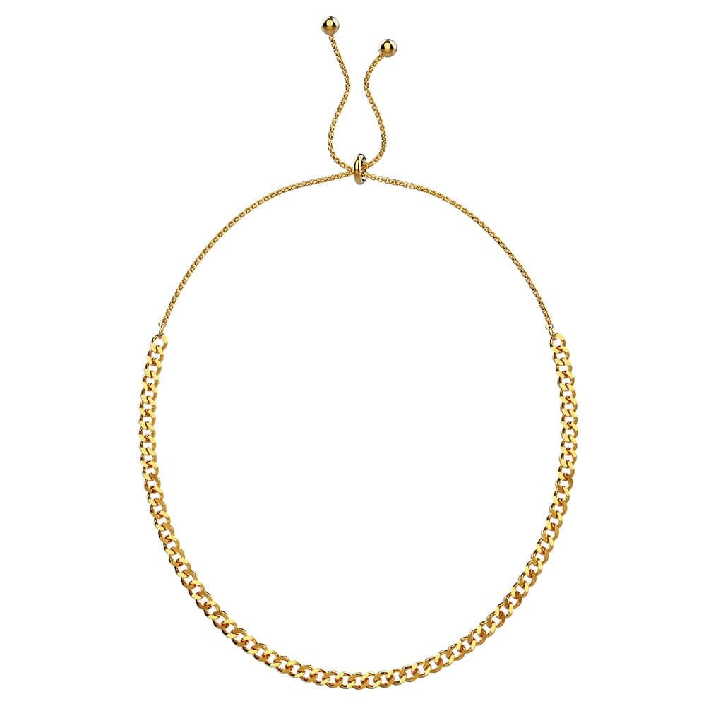 Bullion Gold Medusa Weave Link Gold Chain Slider Necklace