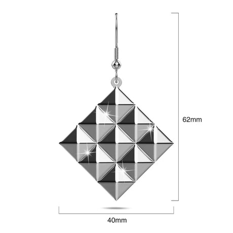 Bullion Gold Fascination Geometric Style Diamond Shape Metallic Earrings White Gold