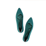Comfortable Woven Pointed Toe Work Flats - Evergreen