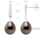 Earrings Real Cultured Tahiti Pearls Pear 8-9 mm - Longueur 42 cm