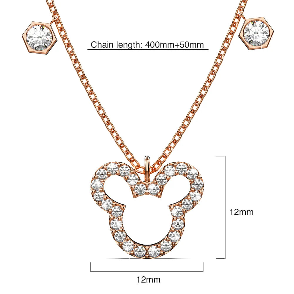 Boxed Rose Gold Mickey Bracelet and Necklace Set Embellished with SWAROVSKI® Crystals