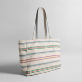 Multicolor Stripe Canvas Tote Bag - Rainbow