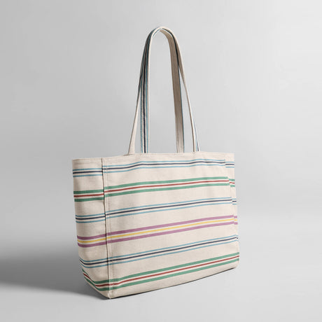 Multicolor Stripe Canvas Tote Bag - Rainbow