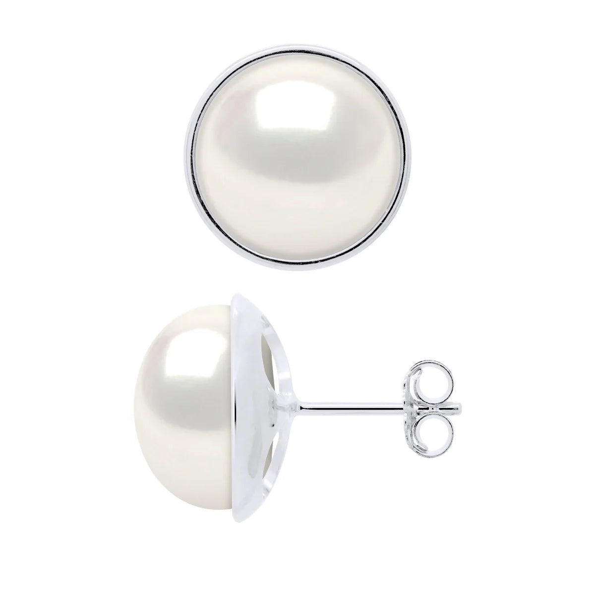 Manufacture Royale Earrings Prestige Button Freshwater Pearl White White Gold 10-11mm