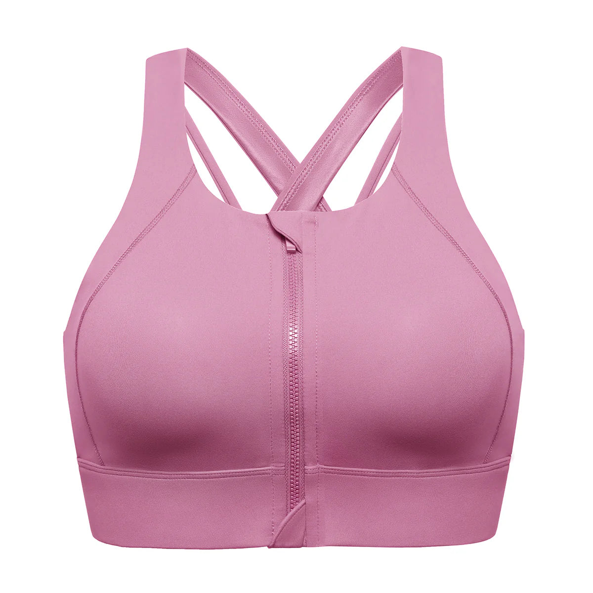 Power On Zip Front Racerback High Impact Sports Bra - Pink
