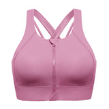Power On Zip Front Racerback High Impact Sports Bra - Pink