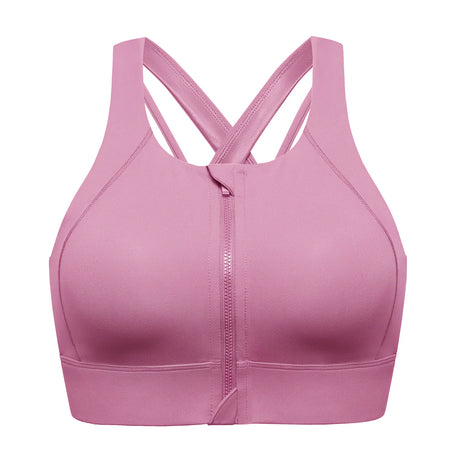 Power On Zip Front Racerback High Impact Sports Bra - Pink