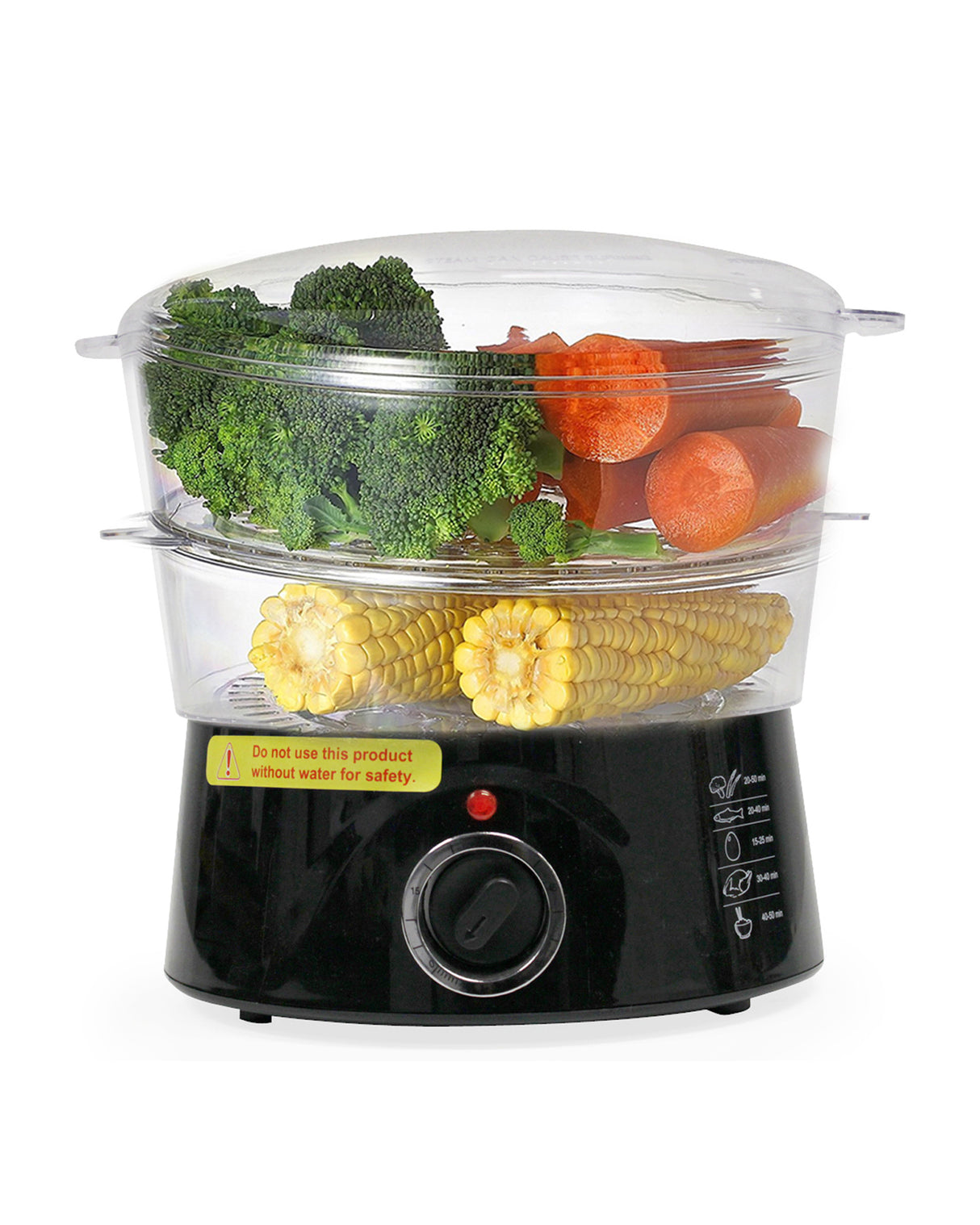 TODO 5L Steam Cooker Steamer 2 Tray 400W Power Dial Timer Healthy Stackable - Black