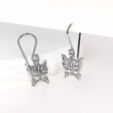 Solid 925 Sterling Silver Butterfly Dangle Earrings