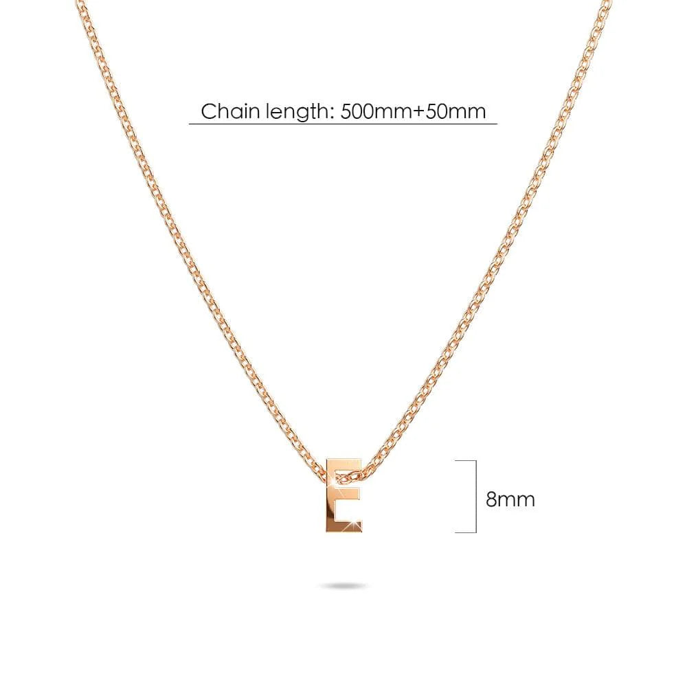 Bullion Gold Initials Brick Alphabet Letter Necklace Rose Gold Layered Steel Jewellery
