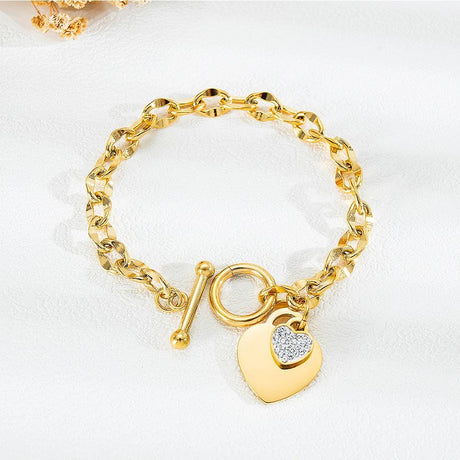 Bullion Gold Diamond cut Belcher Chain T-lock Toggle Bracelet in Gold Layered Steel Jewellery