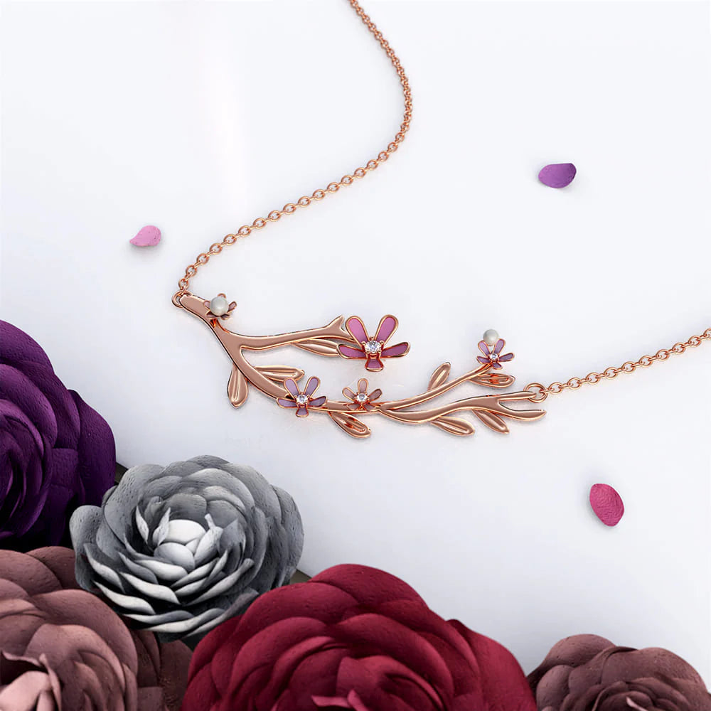 Krystal Couture Petalia Pink Necklace Featured SWAROVSKI Crystals in Rose Gold