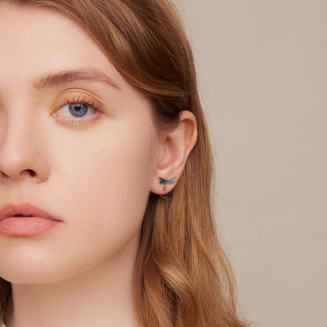 Solid 925 Signature Silver Olivia Dragonfly Stud Earrings