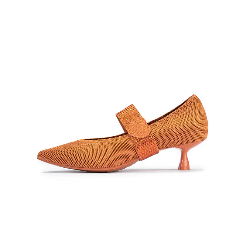 Belle Detachable Strap Mary Jane Heels - Orange
