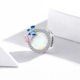 Solid 925 Sterling Silver Pink and Blue Inlay Couple Butterfly Pandora Inspired Charm