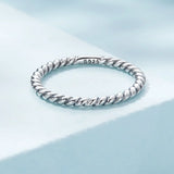 Solid 925 Sterling Silver Twisted Tight Rope Ring