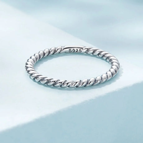 Solid 925 Sterling Silver Twisted Tight Rope Ring