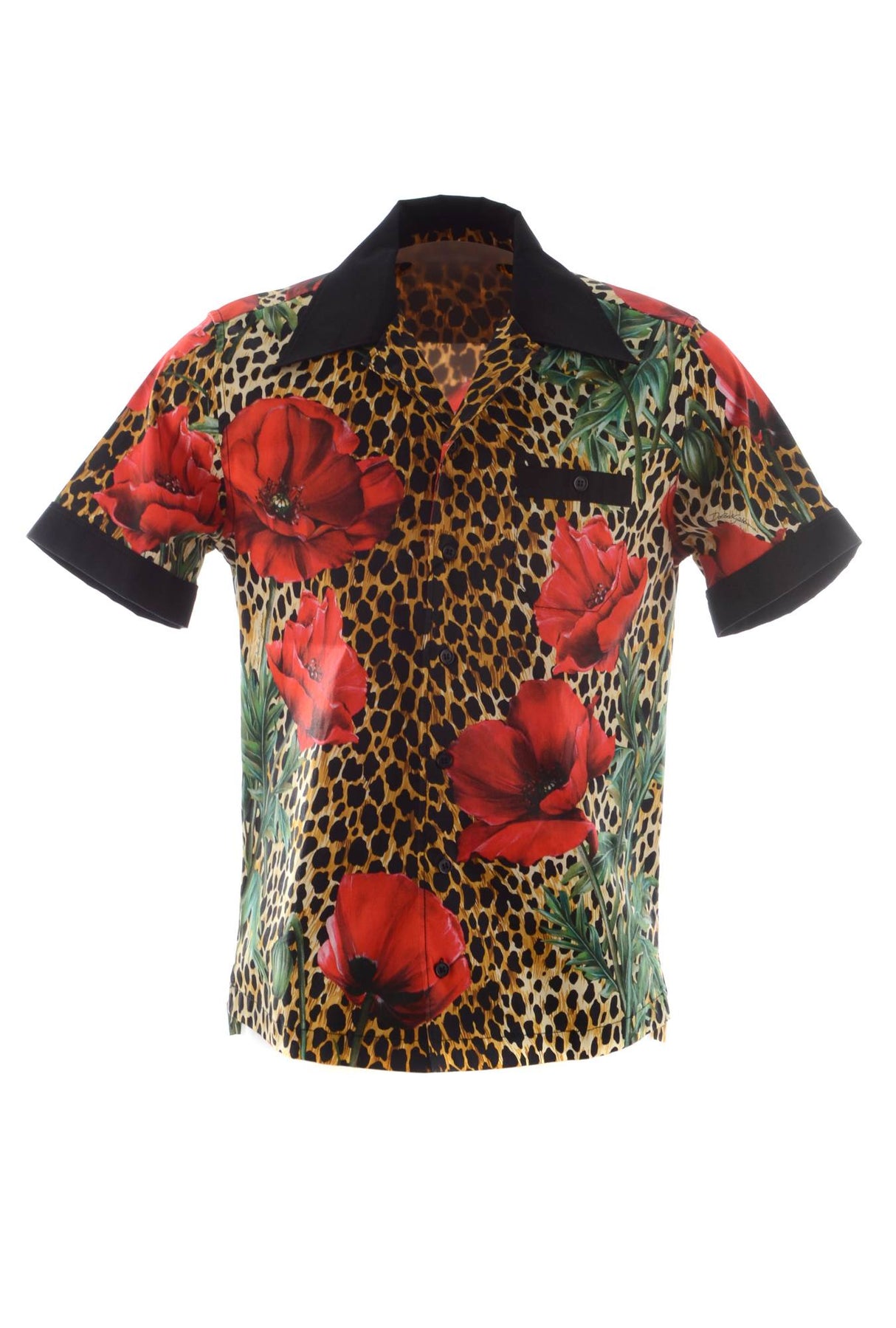 Dolce & Gabbana Men Poppies Short Sleeve Shirt
