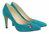 Bosccolo Womens Heels Embroidered - Turquoise