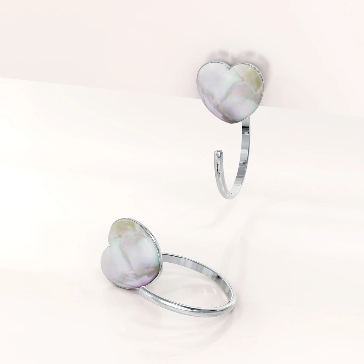 Solid 925 Sterling Silver White Heart Resin Hook Earrings