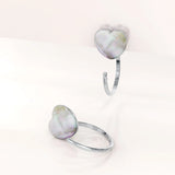 Solid 925 Sterling Silver White Heart Resin Hook Earrings