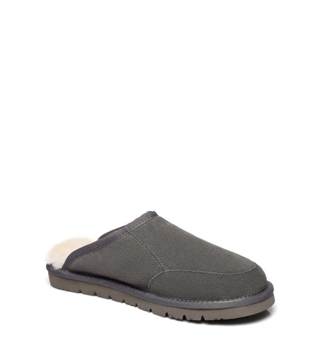 Men Bred Cow Suede Slipper in Grey