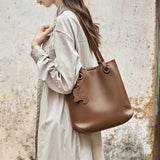 Nalandu Leather Horse Charm Tote Bag - Coffee