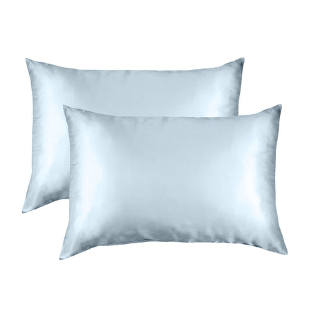 MULBERRY SILK PILLOW CASE TWIN PACK - SIZE: 51X76CM - SOFT BLUE