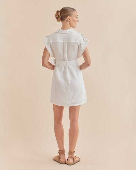 Amelius Esra Utility Mini Dress - White
