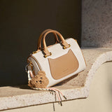 Nalandu Arcadia Mini Leather Duffle Crossbody Bag - Apricot