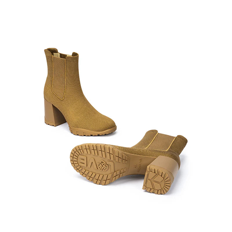 Block Heel Chelsea Boots - Tan