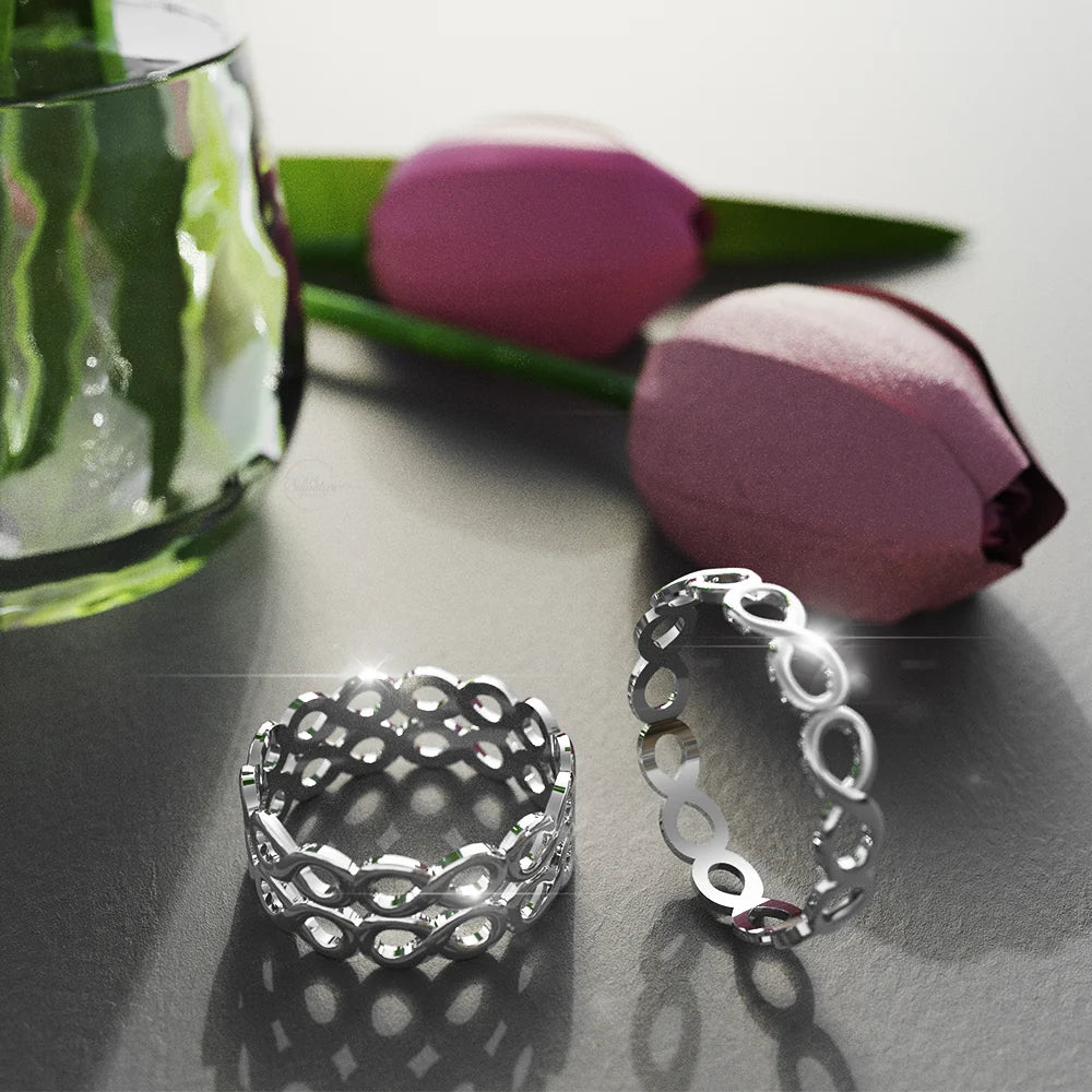 Solid 925 Sterling Silver Twice the Infinity Ring
