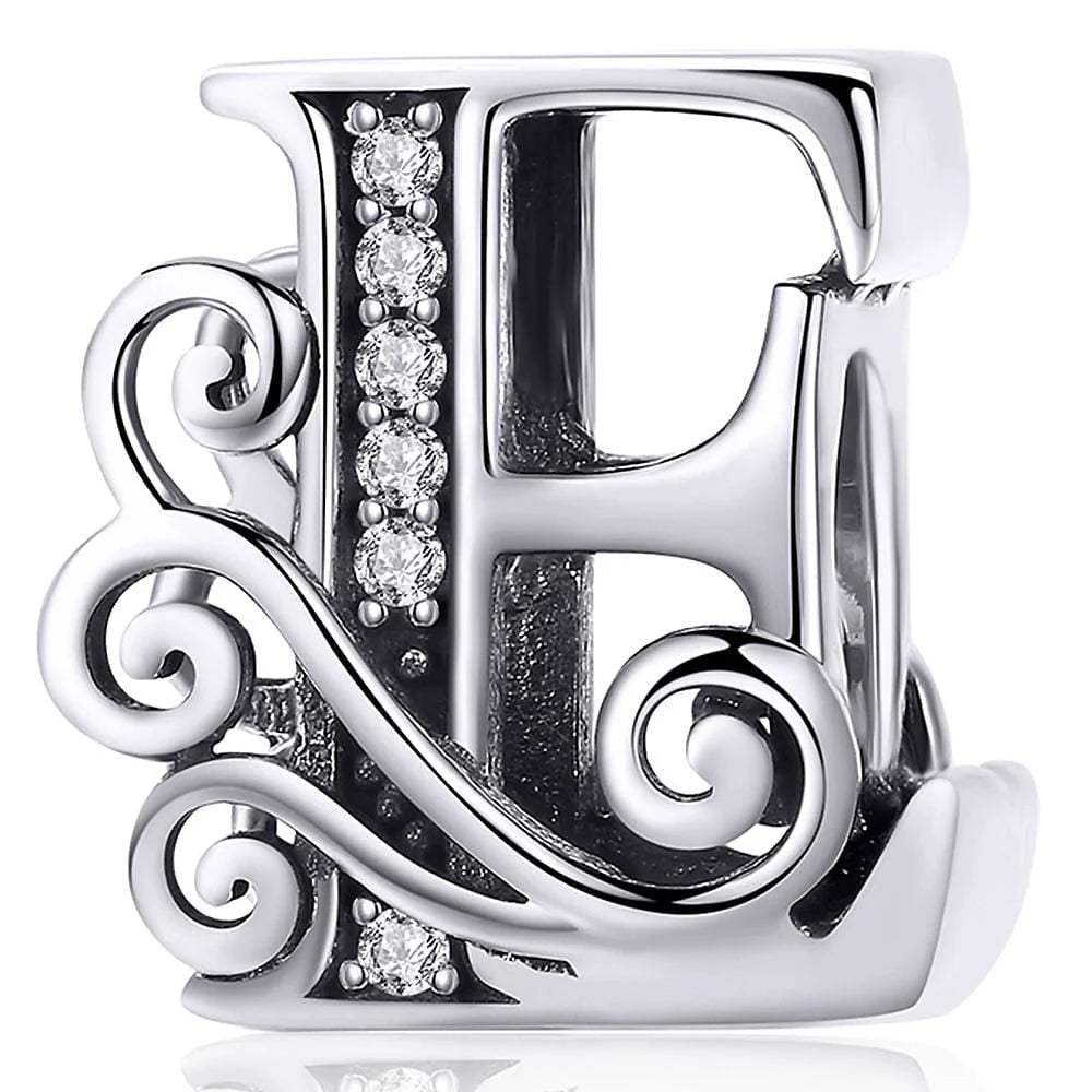 Solid 925 Sterling Silver Vintage Inspired Antique Alphabet Charm