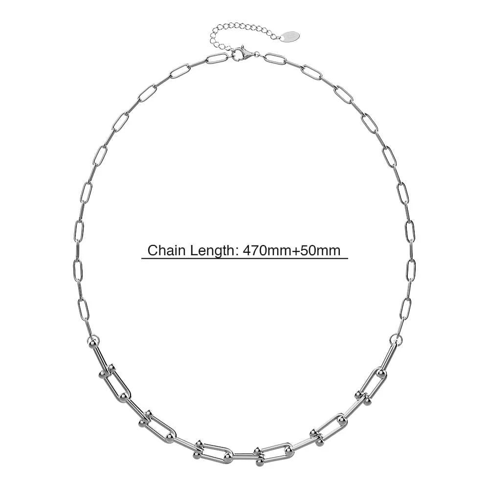 Bullion Gold Lovelock U Link Chain Necklace White Gold