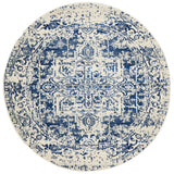Evoke 253 White Navy Round Rug