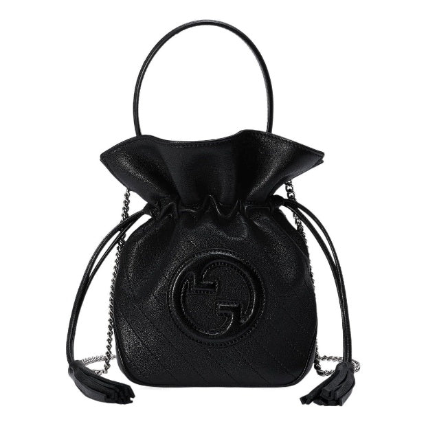 Gucci Leather Drawstring Bucket Bag - Black