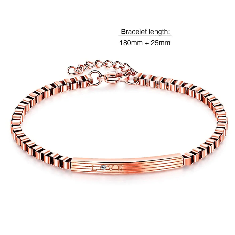 Bullion Gold Love Box Chain Bracelet Rose Gold